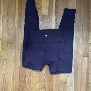 Wine colored lulu wonder leggings